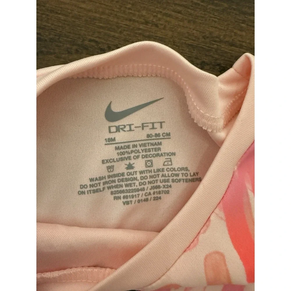 New Nike Baby Girl's Dri-FIT Logo T-Shirt Sz 18 Pink New Toddler Read NWT